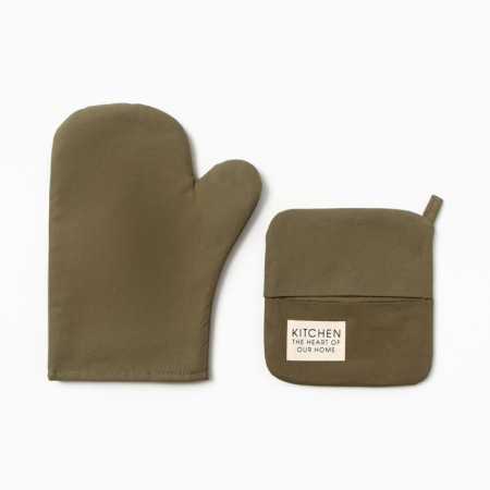 Kitchen Ethel kitchen, green color, mittens-seizure 18x29 cm, 19x19 cm tack-1