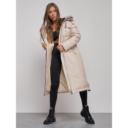 Coat insulated winter female, size 44, beige color-12