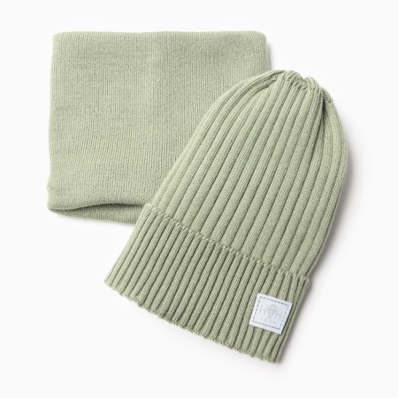 Kit for children (hat, snood), khaki color, size 48-52