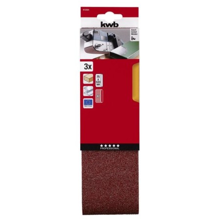 Grinding tape KWB, 75x533 mm, K40, aluminum oxide, 3 pcs-1