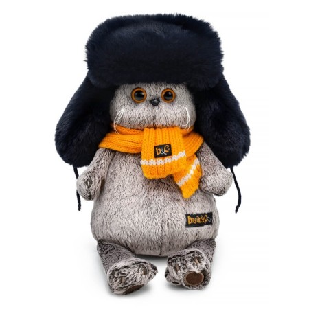 Soft toy "Basik in a fur hat and scarf", 22 cm ks22-282