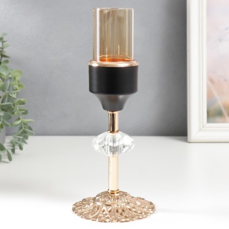 Summary Metal for 1 candle "Crystal. Openwork stand" gold, black 24x10x10 cm-1