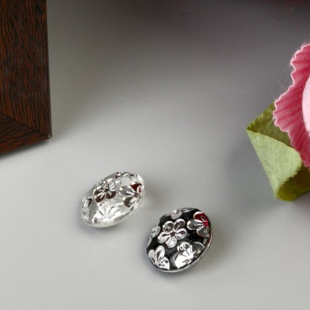 Buttons plastic for creativity on the midnight "Silver Flower" set of 20 pcs mix 1.2x1.2cm-2