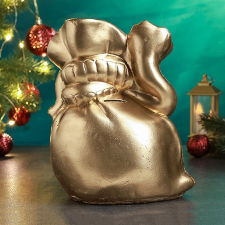 Piggy bank "Snake on the bag" gold, 23x16cm-2