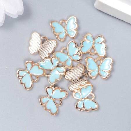 Decor for creativity metal, enamel "Butterfly" blue 1*1.3 cm-2