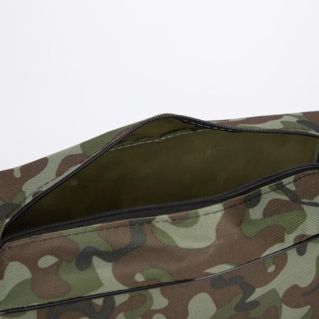 Cosmetic bag with zipper, green color/camouflage-2