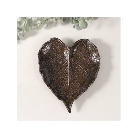 Souvenir ceramic stand "Sheet with veins" brown gloss 16x19.5x2.5 cm-3
