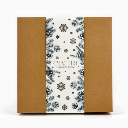 Box a gift New Year's folding “Happiness in the New Year”, embossing, 20 x 20 x 8 cm, New Year-1