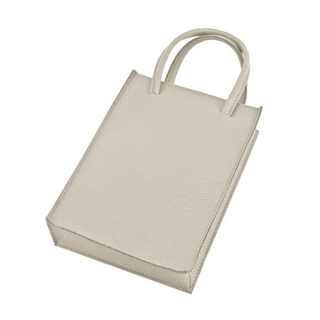 Bag women, genuine leather, beige 20x15x5 cm-1