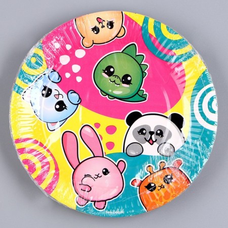 Disposable paper plate "stickers", bright, 18 cm-4