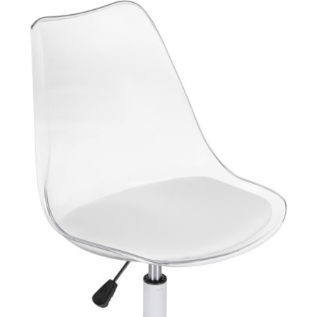 Computer chair Kolin with a pillow metal/eco -leather/plastic, white/transparent 46x64x86 cm-6