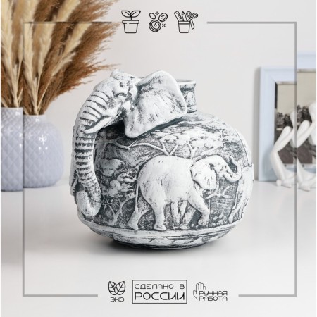 Kashpo - VAZ "African Elephants" 22x26x22cm, Antik