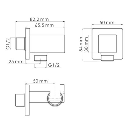 Shower hose connection Wasserkraft A125, watering room, brass, chrome-1