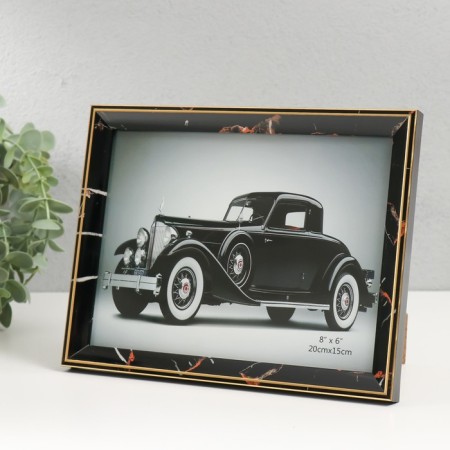 Photo frame plastic 15x20 cm "Black marble with a gold frame" 17x22 cm-1