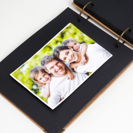 Photo album 30 black sheets "craft" on rings, small, density 350 g 17x22 cm-3