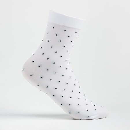 Women's socks Micro Pois 70 den, white/black color (Bianco/Nero), size 36-40