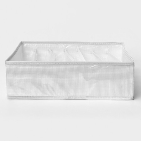 Organizer for storing linen LadOM, 7 cells, 32 × 32 × 10 cm, white color-6