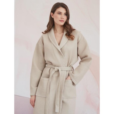 Unisex bathrobe Pamira, size XXXL, beige color-2