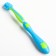 Baby teether for teeth, crumb I, brush, massager for gums, from 6 months, green/blue color.