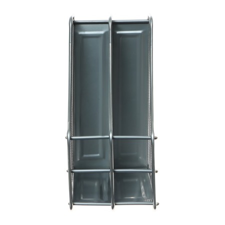 Vertical tray for paper, 2 compartments, metal mesh, gray-2