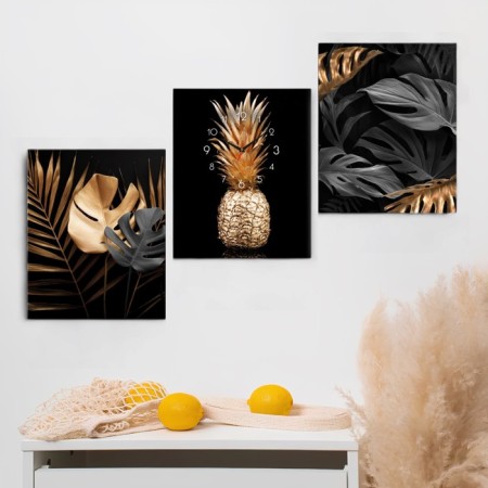 Carty watch wall modular pineapple, 49x39 cm, silent, triptych