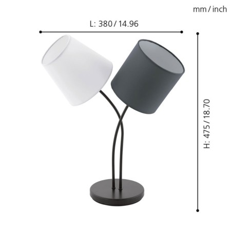 ALMEIDA 2x40W table lamp E14, black-1