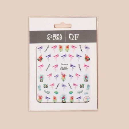 Flamingo nail stickers, multi -colored-1