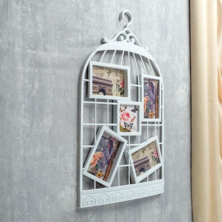 Photo frame in 5 photos 10x10 cm, 10x15 cm "cell" white 64x38 cm-1