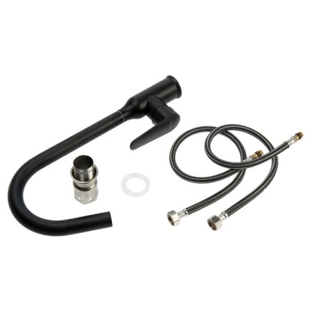 Kitchen mixer Zein Z86, single -leaf, cartridge ceramics 40 mm, stainvated. Steel, black-9