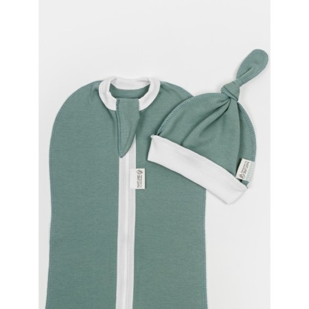 Lightning diaper with a hat with a hat Nature Essence, size 56-68, green color-2