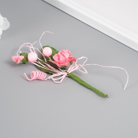 Decorative bouquet "rose" with brilliance, 5x9 cm, pink-1
