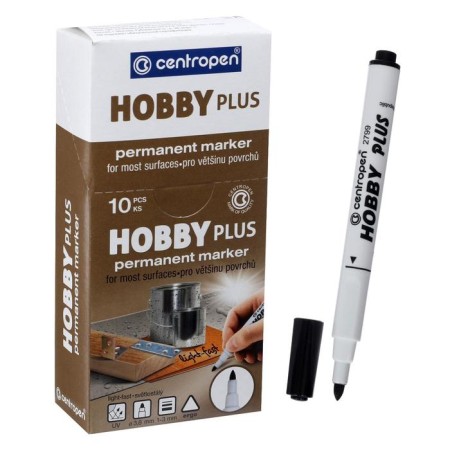 Special marker 3.8 mm Centropen 2799/12 Hobby Plus, line 1 - 3.0 mm, black color, cardboard packaging