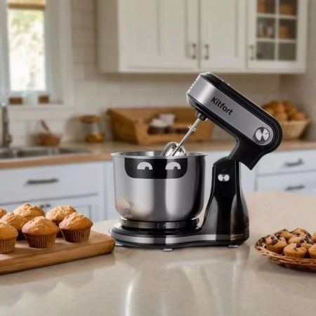 Mixer KitFort KT-3481, stationary, 300 watts, 3 l, 6 speeds, silver-1