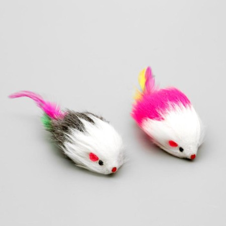 Fur "fluffy" with feathers 7.5 cm, mix of flowers-4