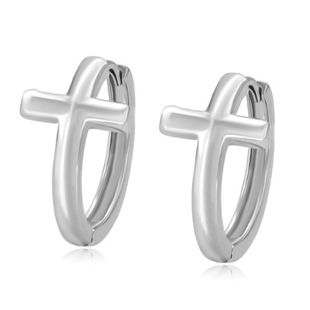 Hooping Earrings Xuping Cross, Silver Color
