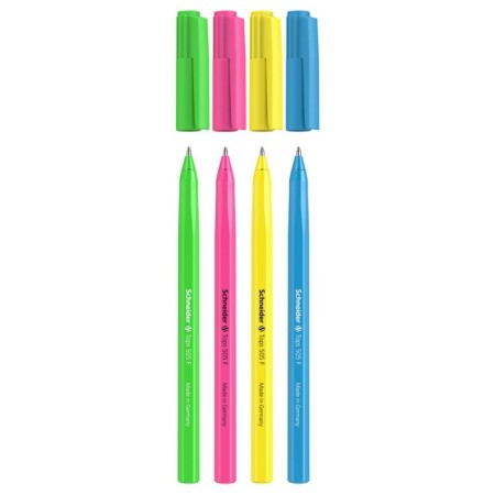 Ballic handle Schneider "Vizz f Neon", node 0.8 mm, blue ink, transparent case, neon mix-1