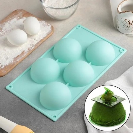 Baking uniform "Permeosphere", silicone, 29.5 × 17 cm, 5 cells, d = 8 cm, color mix-6