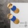 Azelia metal earrings curved circles, beige-blue in gold