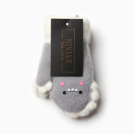 Baby mittens for claim Minaku dinosaur 13 cm gray-3