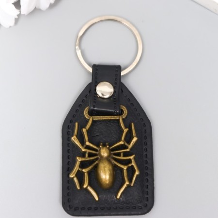 Keychain to the leatherette, metal "spider" 4x6 cm