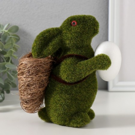 Souvenir Foam "Rabbit green with an testicle and a basket with carrots" 15x7x15.5 cm