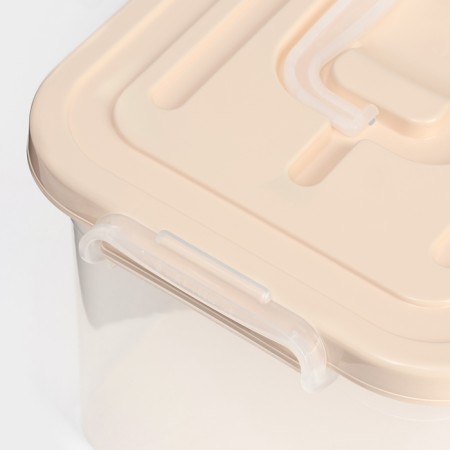 Storage container with a lid of a share, 6.5 l, 31 × 20 × 18 cm, beige color-1