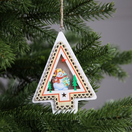 Christmas tree toy "Snowman", from batteries, glow warm white-1