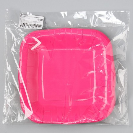 Disposable plate of square paper "pink", square, 16.5x16.5 cm-4