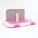 Dog toilet 46.5 x 35.5 x 5.5 cm, with a wall, a removable grate and a column, pink
