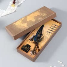 Feature handle set with interchangeable feathers+stand+ink 