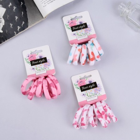 Hair elastic band "Lina" (set 6 pcs) butterflies, 4 cm, mix-1