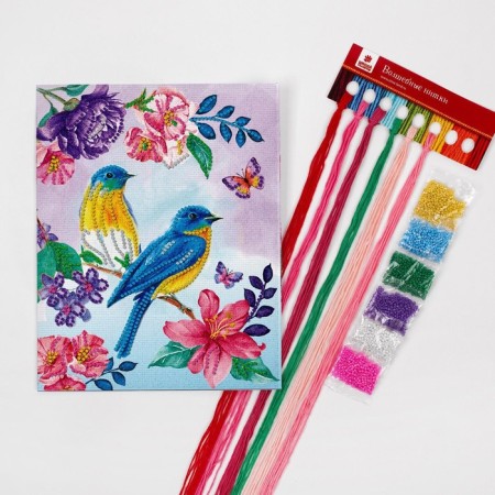 Crossing with a cross with beads "Bird", a set for creativity, 20 x 25 cm-4