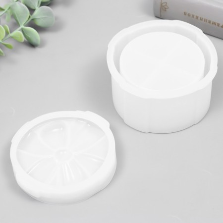 Mold Silicon "Casket - round bow" with a lid of 9.8x9.8x6.9 cm-2