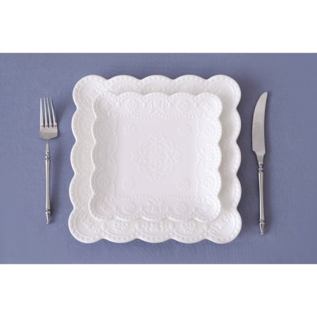 Plate porcelain square share "Susan", 26.5 × 26.5 cm, white color-4